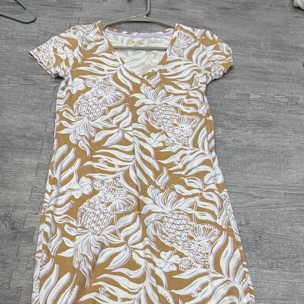Lilly Pulitzer Tan and White Floral Mini Dress